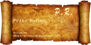 Pritz Rufusz névjegykártya